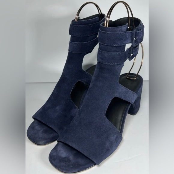Rag & Bone Madison CutOut Navy Blue Suede Block Heel Sandal EUR 38 - Picture 9 of 9